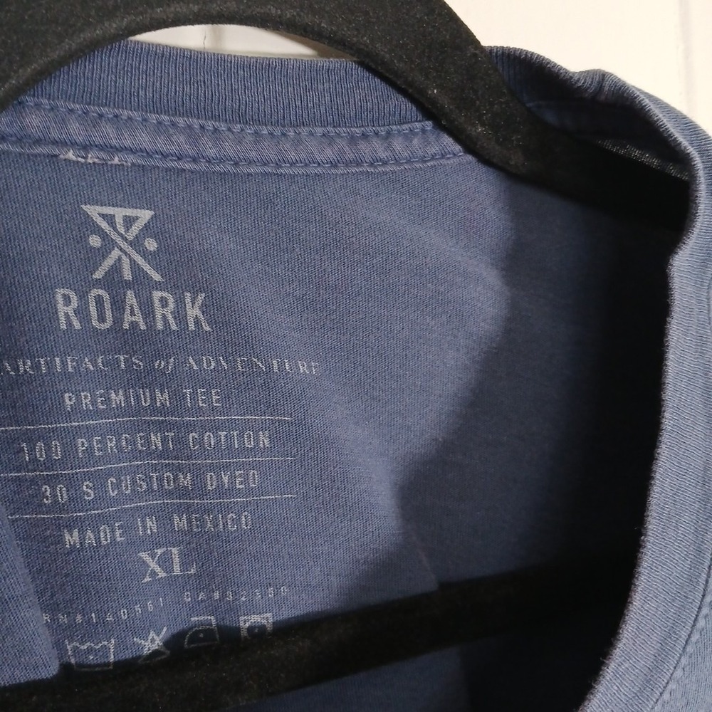 ROARK Shirt Premium Tee Artifacts Of Adventure Graphic Men's XL Cotton Blue SS - Picture 11 of 11